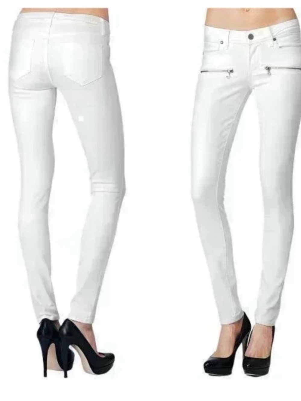 PAIGE White Skinny Zip-Pocket Pants